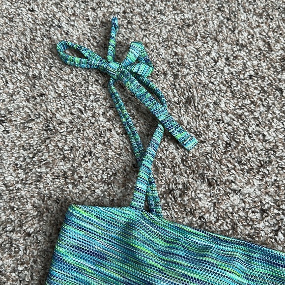 AERIE SPACE DYE PIQUE BANDEAU ONE PIECE SWIMSUIT - Picture 4 of 8